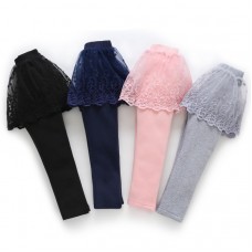 【18M-6Y】Girls Cute Floral Embroidered Lace Skirt Fake Two Piece Leggings