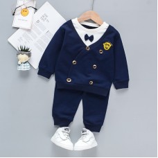 【12M-5Y】Boys College Style Long-sleeved Top And Pants Two-piece Suit