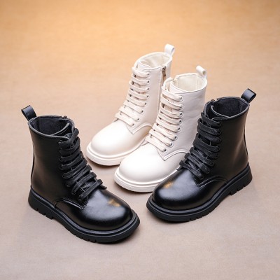 Girls Casual British Style Solid Color Tall Martin Boots