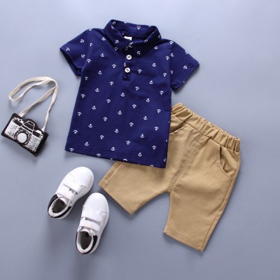 【12M-5Y】Boys Allover Anchor Shirt And Pants Set