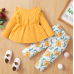 【6M-3Y】Baby Girl 2-piece Long Sleeve Top And Daisy Pants
