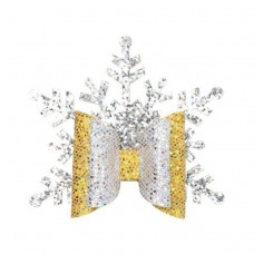 6 PCS Christmas Snowflake Girl Bow Hairpin Baby Headwear Hair Accessories  Gold